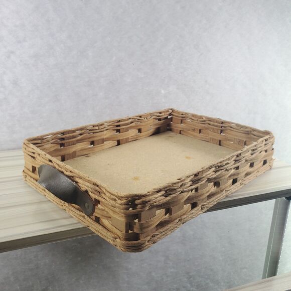 Vintage Pyrex Wicker Casserole Dish 9x13 Carrier leather handles woven Rafia - Picture 5 of 12